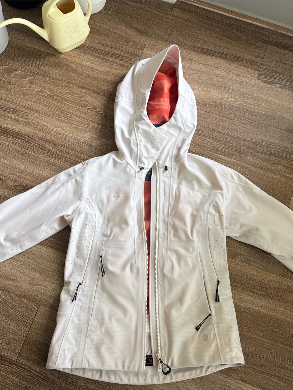 Mammut Women's White/Light Pink Ski Jacket with Coral Lining